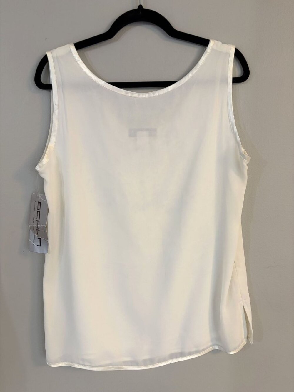 NEW Scala Sleeveless Tank Top Large Lined White Made in USA Layering Neutral VTG - Picture 14 of 14